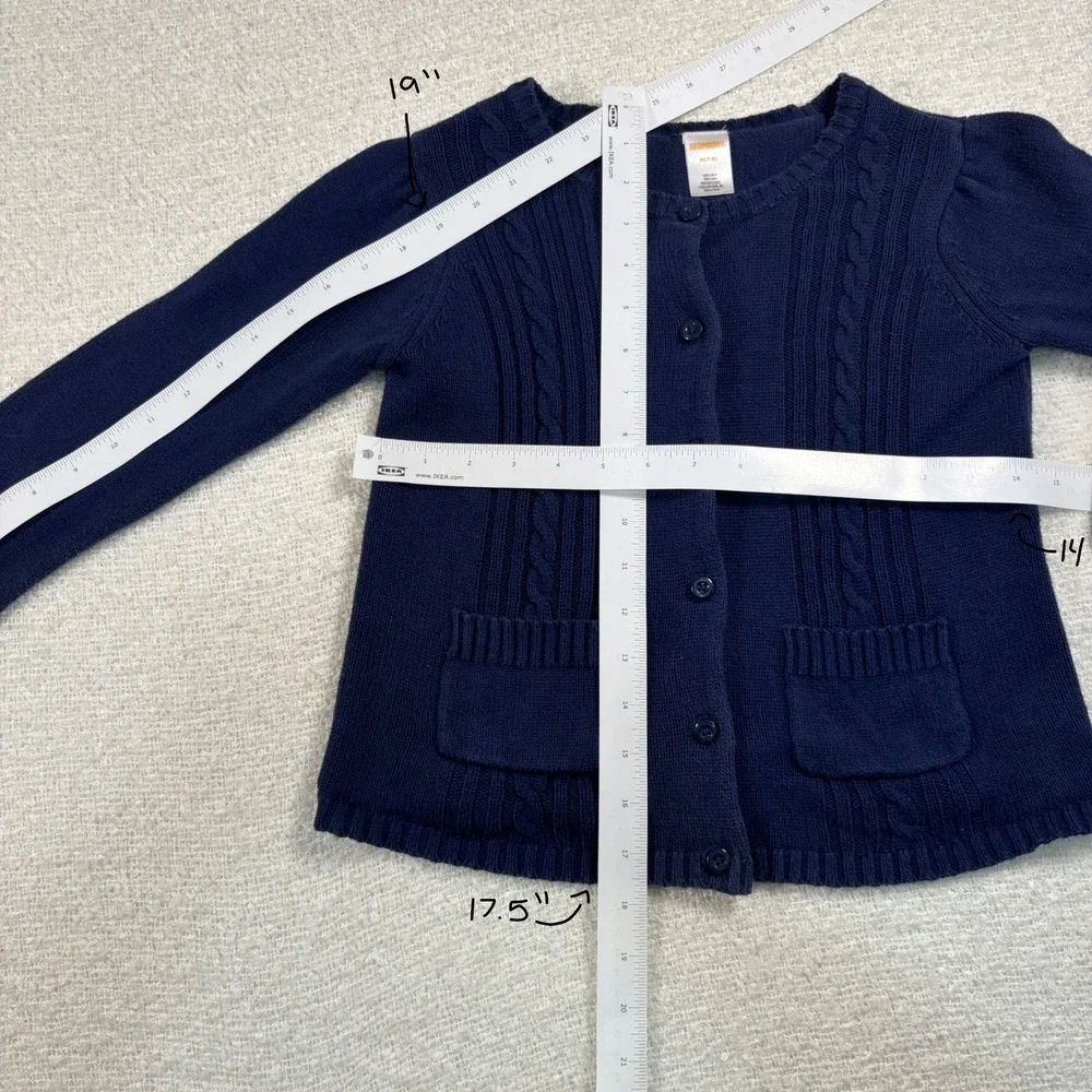 gymboree navy blue kids knit cardigan button pockets school preppy cottage layer